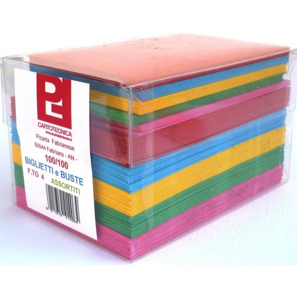 Cartoncini Colorati con Busta 100 Pezzi (14 x 9 cm) - Il Punto Esclamativo
