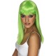 Parrucca lunga liscia Verde Fluo