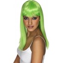 Parrucca lunga liscia Verde Fluo