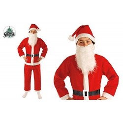 Costume di Babbo Natale per Bambino 7-10 Anni con Barba